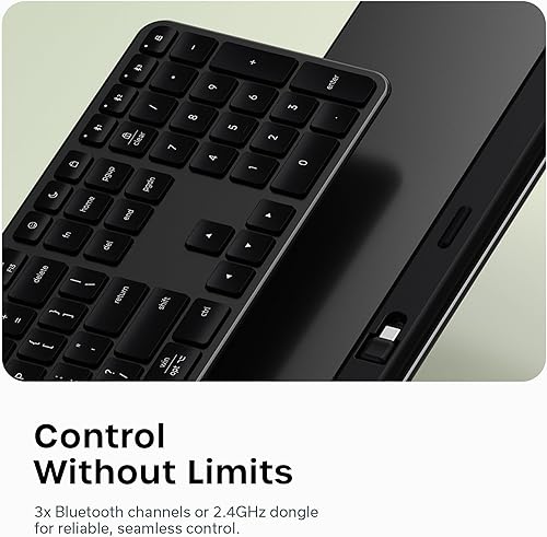 Miniatura 3 de Satechi Teclado inalámbrico Slim EX3, teclado de tamaño completo con teclado numérico, Bluetooth multidispositivo, conexión de 2.4 GHz para macOS,