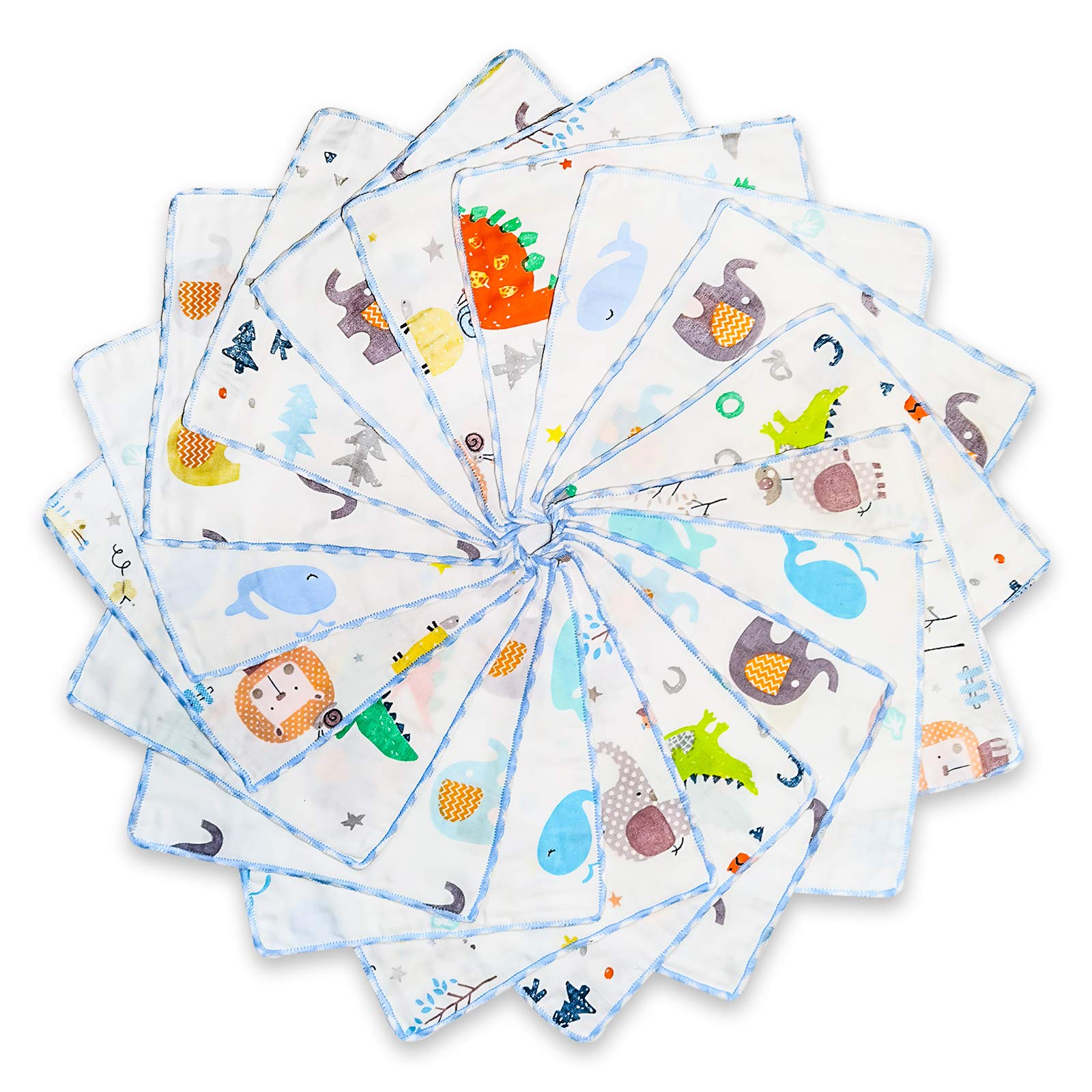 Omilion Baby Musselin Waschlappen aus Baumwolle 18 Stück, Kinderservietten, Baby Handtücher Set für Neugeborene, Weiche Gesichtstücher und Badetuch, Weich und atmungsaktiv