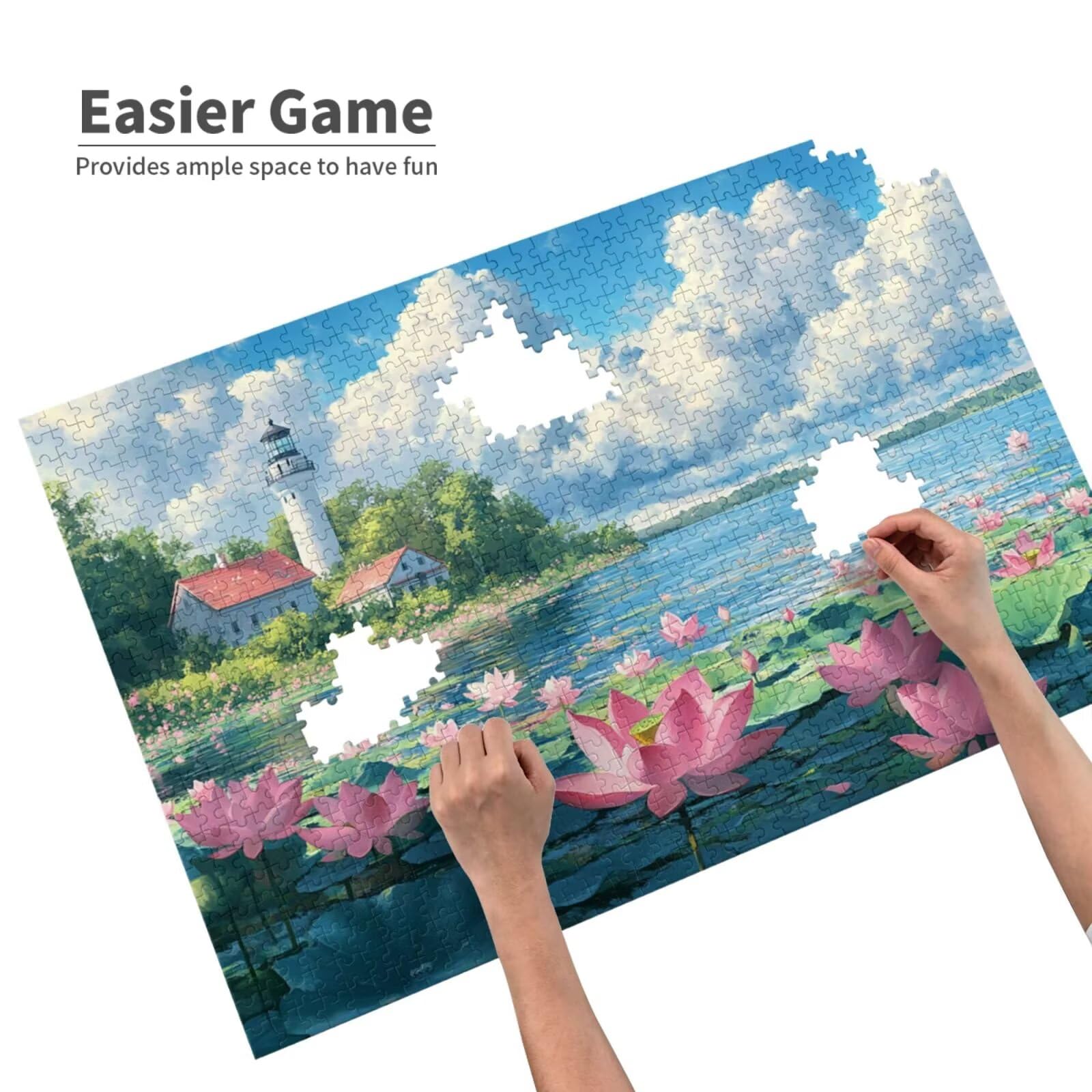 Puzzle Lotus, 6000 elementów, jezioro, puzzle dla dorosłych, z pudełkiem na prezent, "zrób to sam", duże drewniane puzzle dla dorosłych, gra zręcznościowa dla całej rodziny, prezenty dla kobiet, 105 x