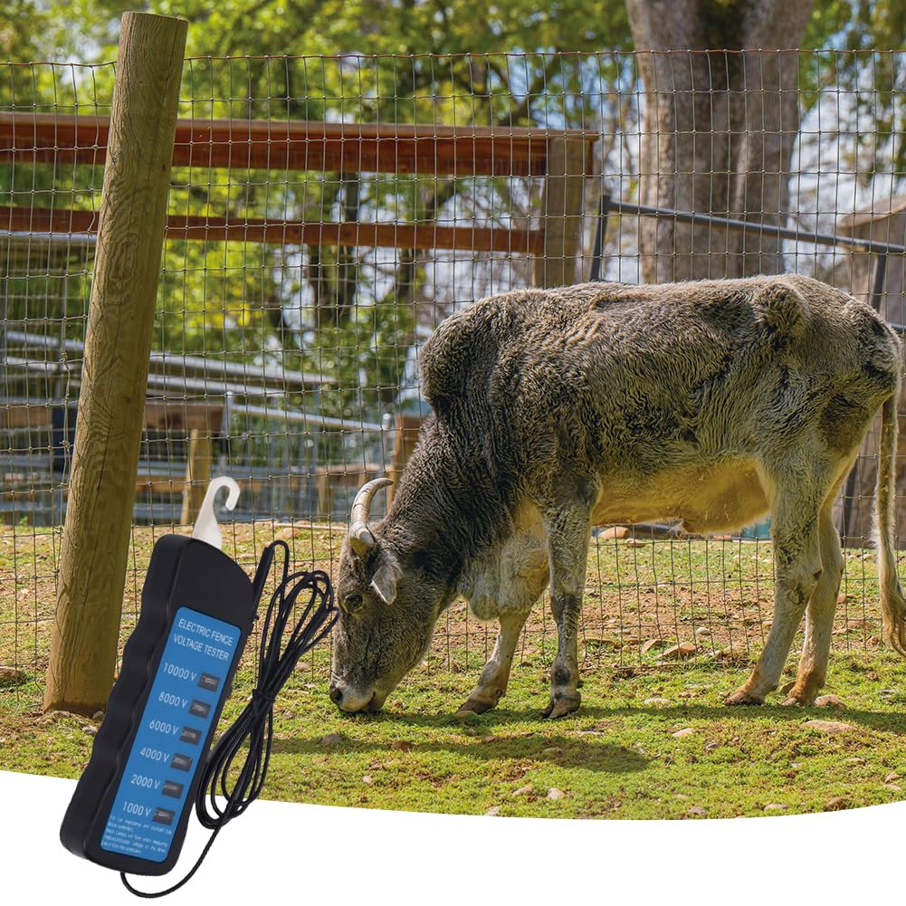 Probador de Voltaje de Cerca Eléctrica 10000V con 6 Luces de Neón | Probador Resistente Agua y Duradero Lectura Rápida y Clara del Voltaje Detectado para Usar en Exteriores Alambre Cuerda Cinta
