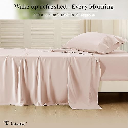 Miniatura 3 de URBANHUT Juego de sábanas de algodón egipcio de 800 hilos, tamaño individual, sábanas de fibra larga, suaves y transpirables, juego de sábanas de 4