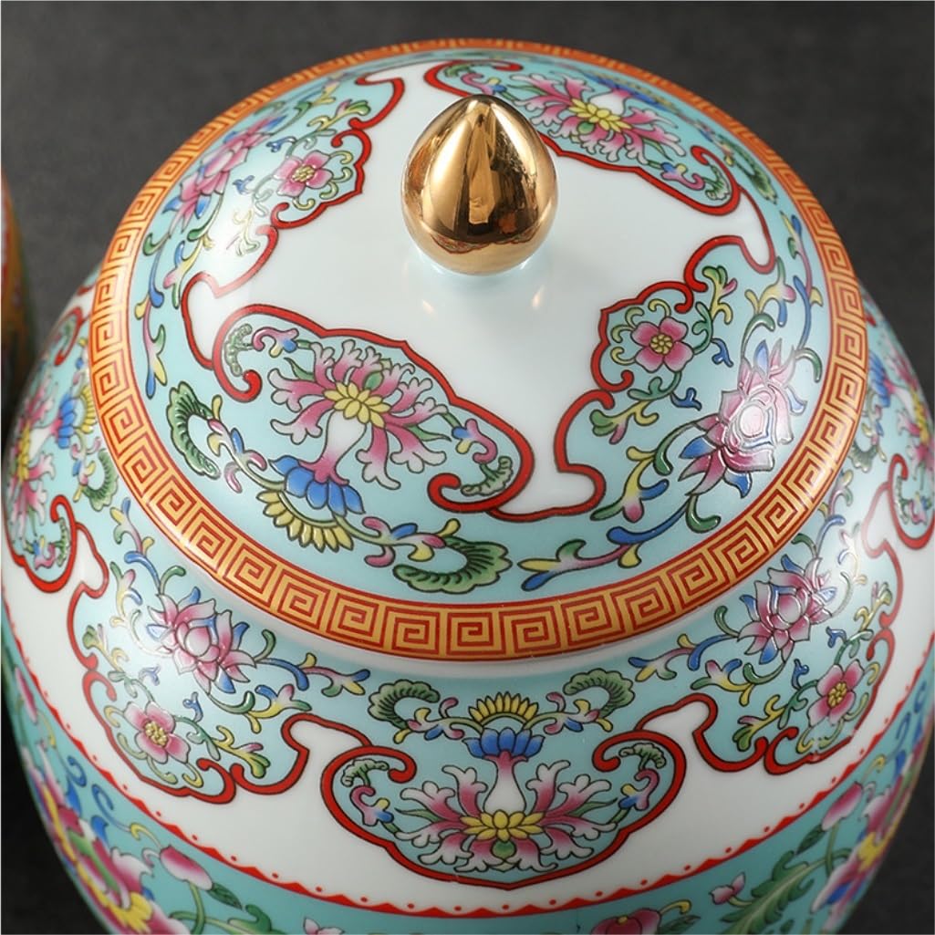 CMBSSTFC Słoik na cukier Ceramiczny sypki słoik do przechowywania herbaty Kolor emalii Ceramiczny chiński styl retro Zamknię słoik Słoik do przechowywania żywności w kuchni Pojemnik na herbatę (kolor: