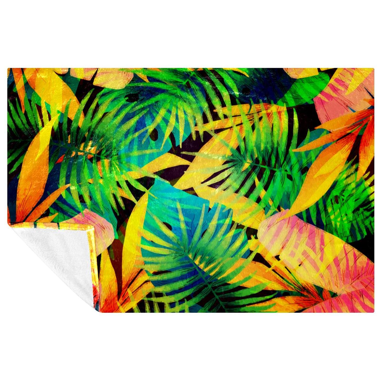 Couverture douce plaid feuilles tropicales lit canapé camping 150x100