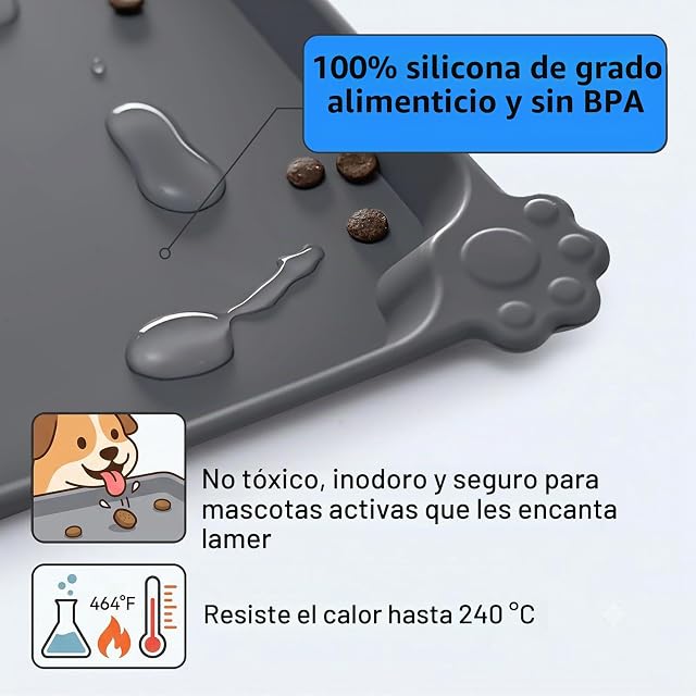Foto 5 de 6 de Reopet Alfombrilla de Silicona para Cuenco de Perro y Gato, Almohadilla Antiadherente para Alimentos