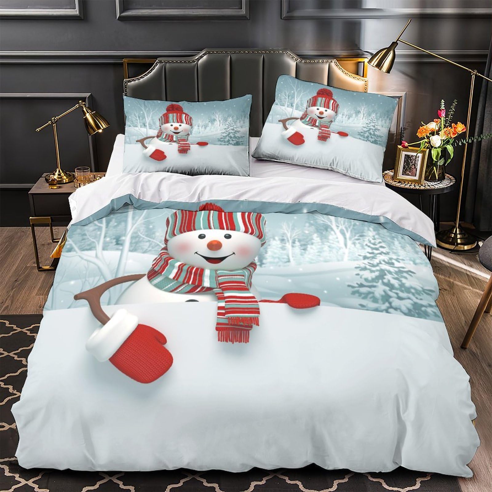 Housse de couette Noël microfibre contre les allergies de lit