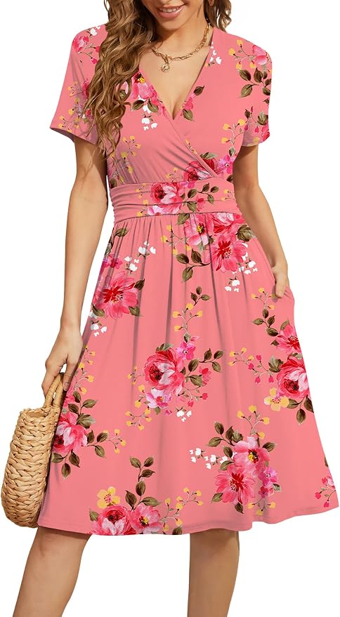 WEACZZY · Floral V-neck dress with pockets