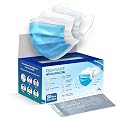 QUARANT Melt Blown - SMMS Fabric 3 Ply Disposable Face Mask with Nose Clip and Reusable Travel Pouch (Blue, Pack of 50) 