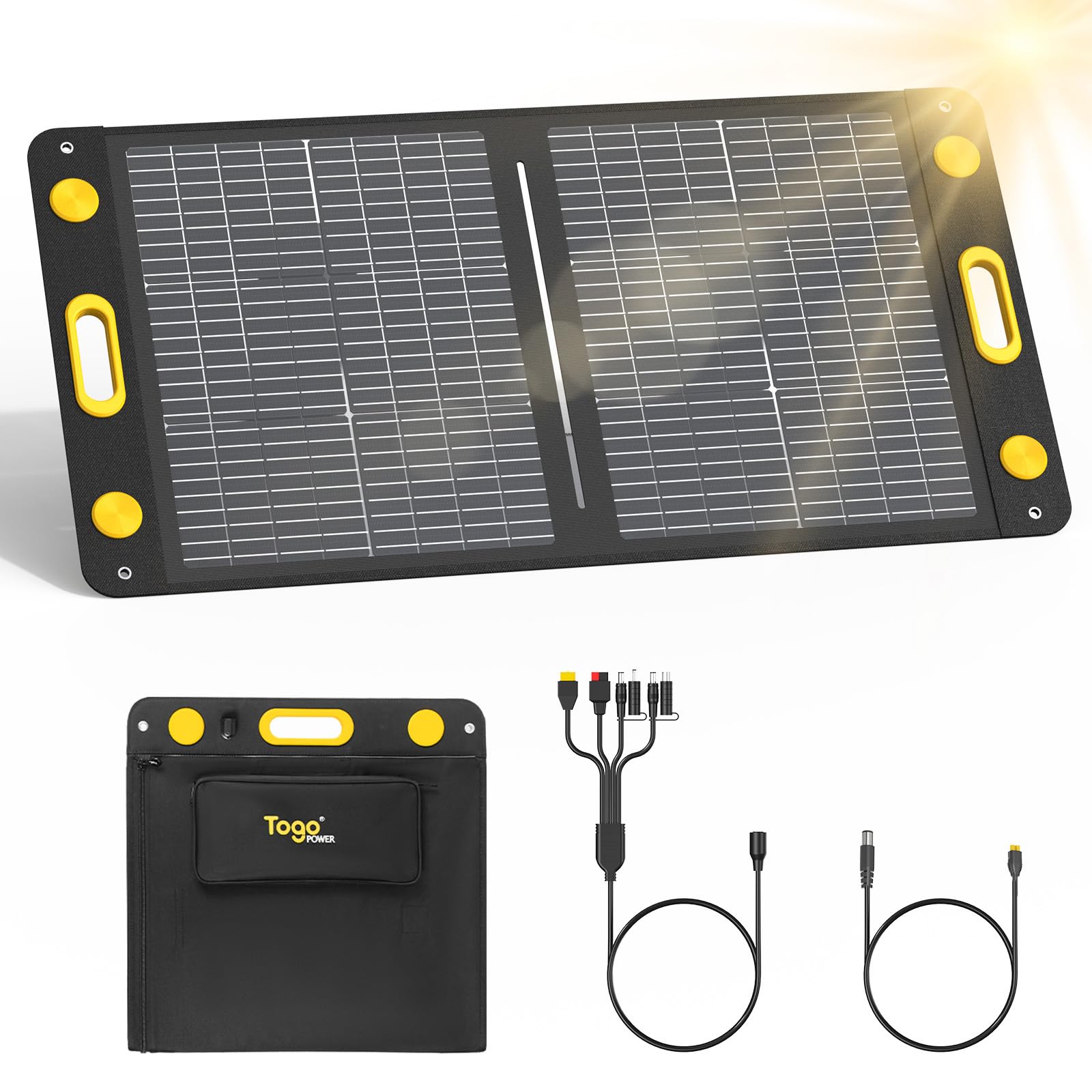 Bifaziales tragbares Solarpanel, 100 W, biegungsfest, faltbar, 100 Watt, 22 V, monokristallines Solar-Ladegerät für Kraftstation, IP67 wasserdicht für Outdoor, Camping, Van, Wohnmobil-Ausflug