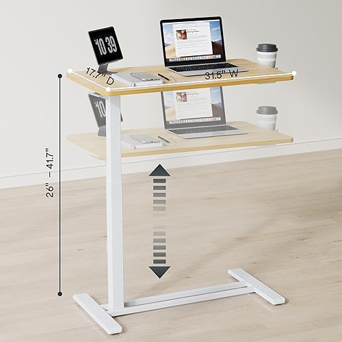 Vista 17 de FLEXISPOT - Mesita médica ajustable con ruedas, escritorio de pie neumático y móvil para laptop, mesa para colocar sobre la cama