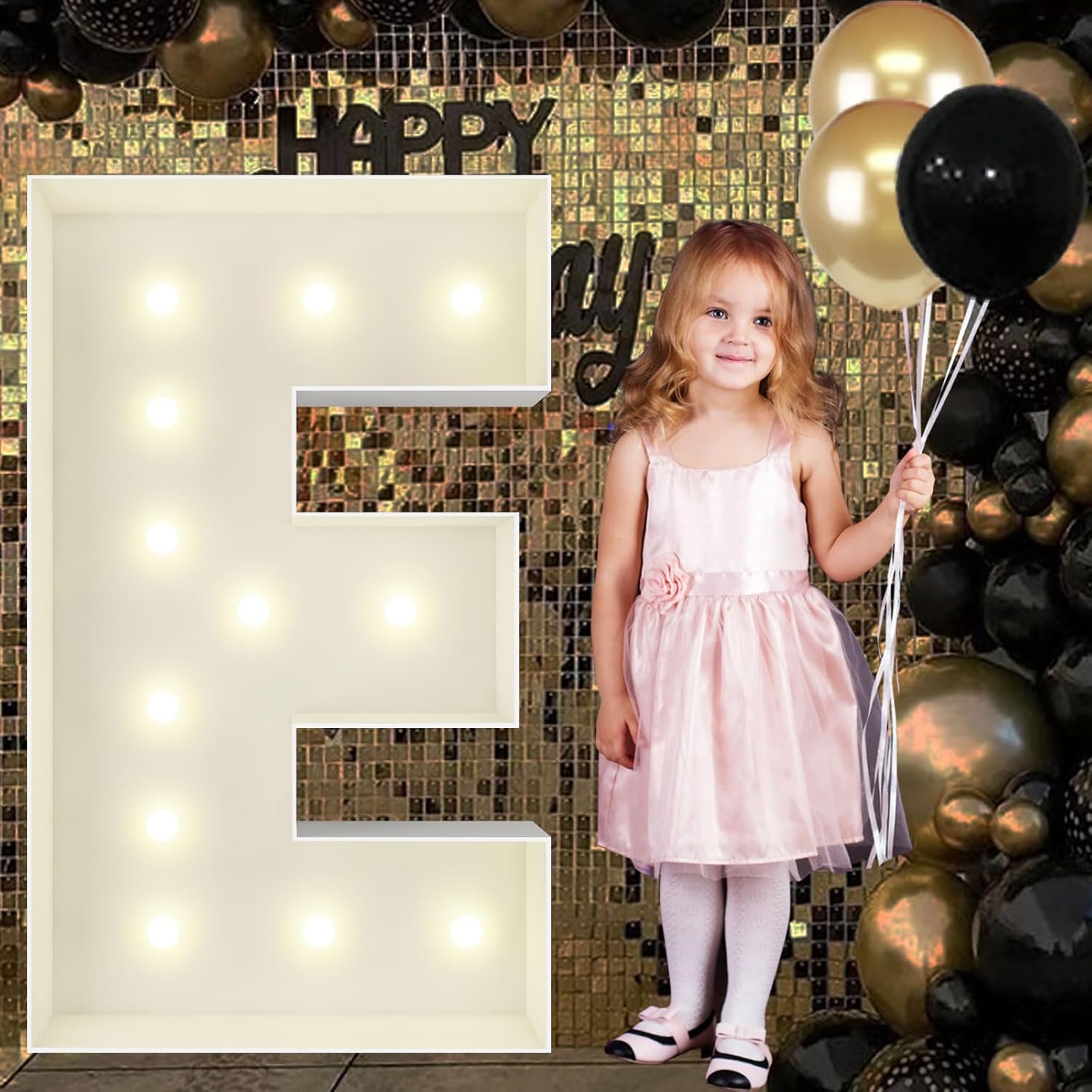 4FT Marquee Light Up Letters E, Big Marquee Letter for Baby Shower Birthday Engagement Wedding Marry Me Party Decor