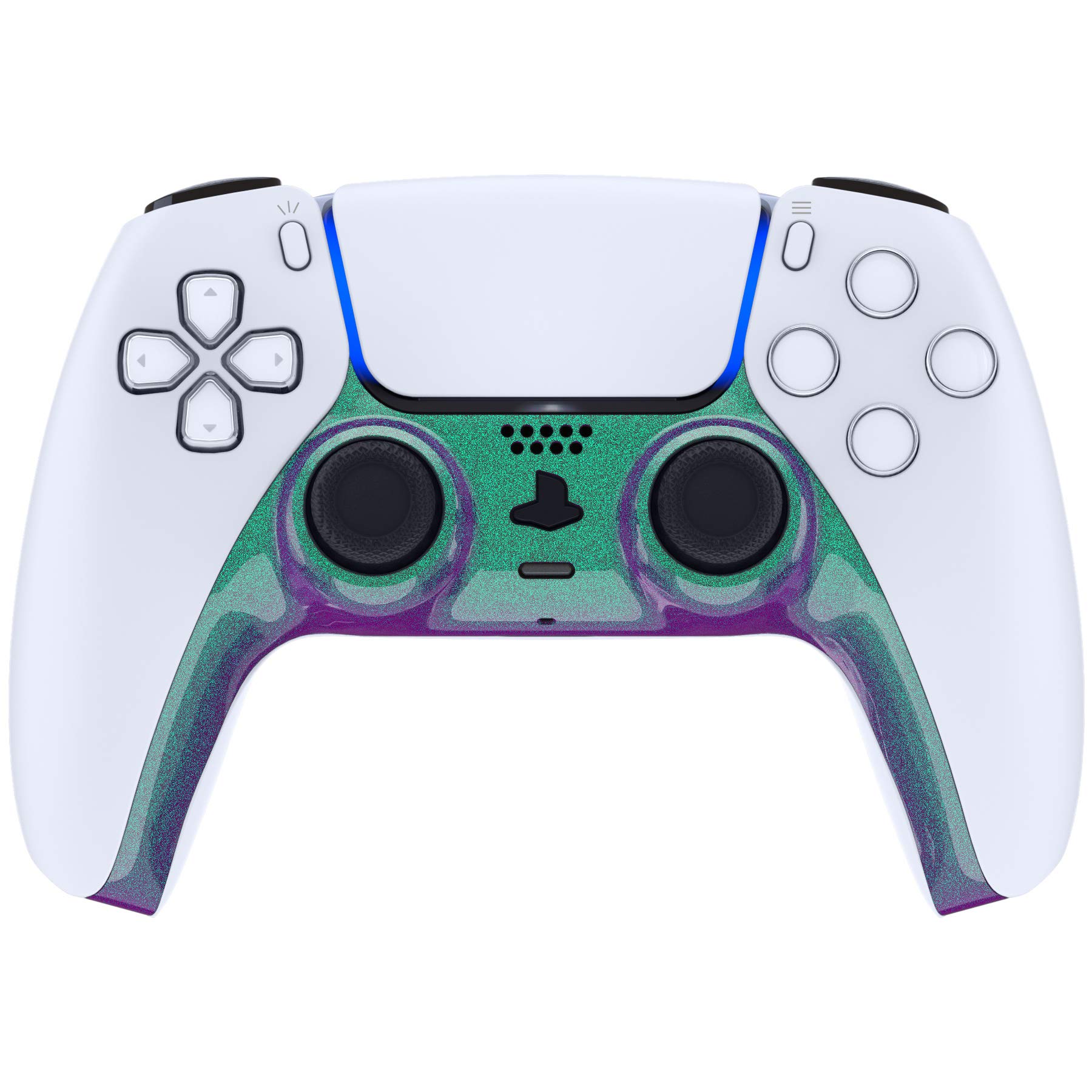 eXtremeRate Chameleon Green Purple Decorative Trim Shell for PS5 Controller, DIY Replacement Clip Shell, Custom Plates Cover for Playstation 5 Controller w/Accent Rings - Controller NOT Included