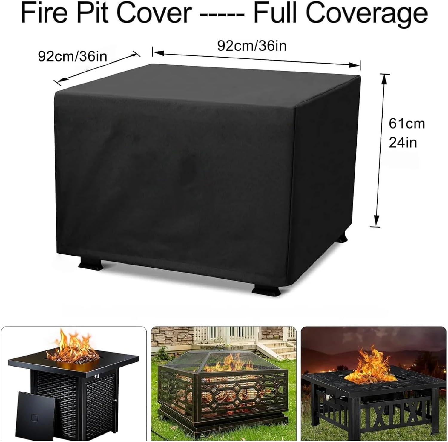 2 Pcs Fire Pit Cover Square – Full Coverage Patio Outdoor Fireplace , Dustproof Anti UV And Waterproof