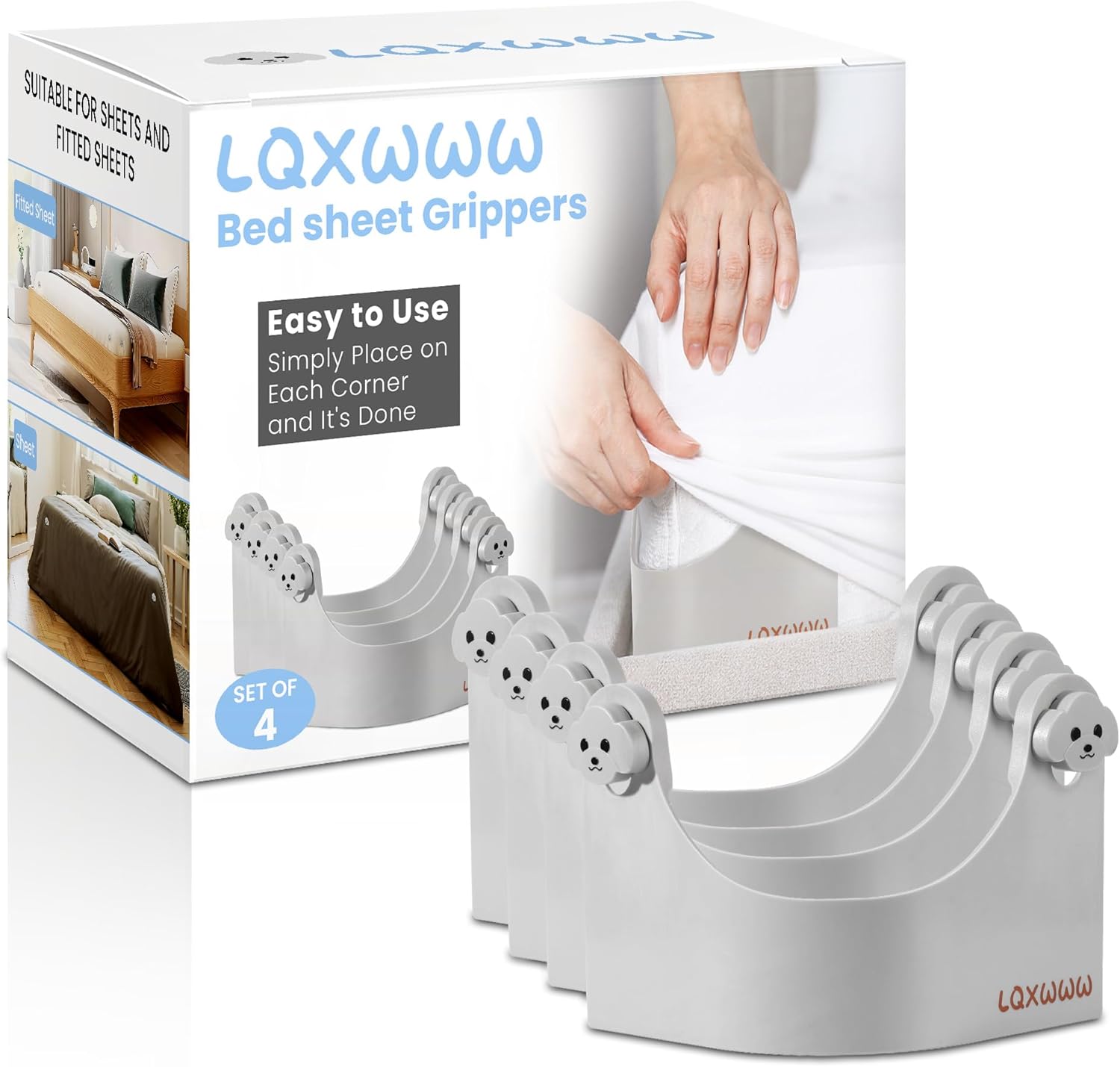 Hold Bed Sheet Holder 360 Degree Bed Sheet Tightener Discrete Heavy Duty Strongest and Adjustable Antiskid Fixed Sheet Grippers Fits All Mattress Sheets Sizes No Sheet Straps Clips