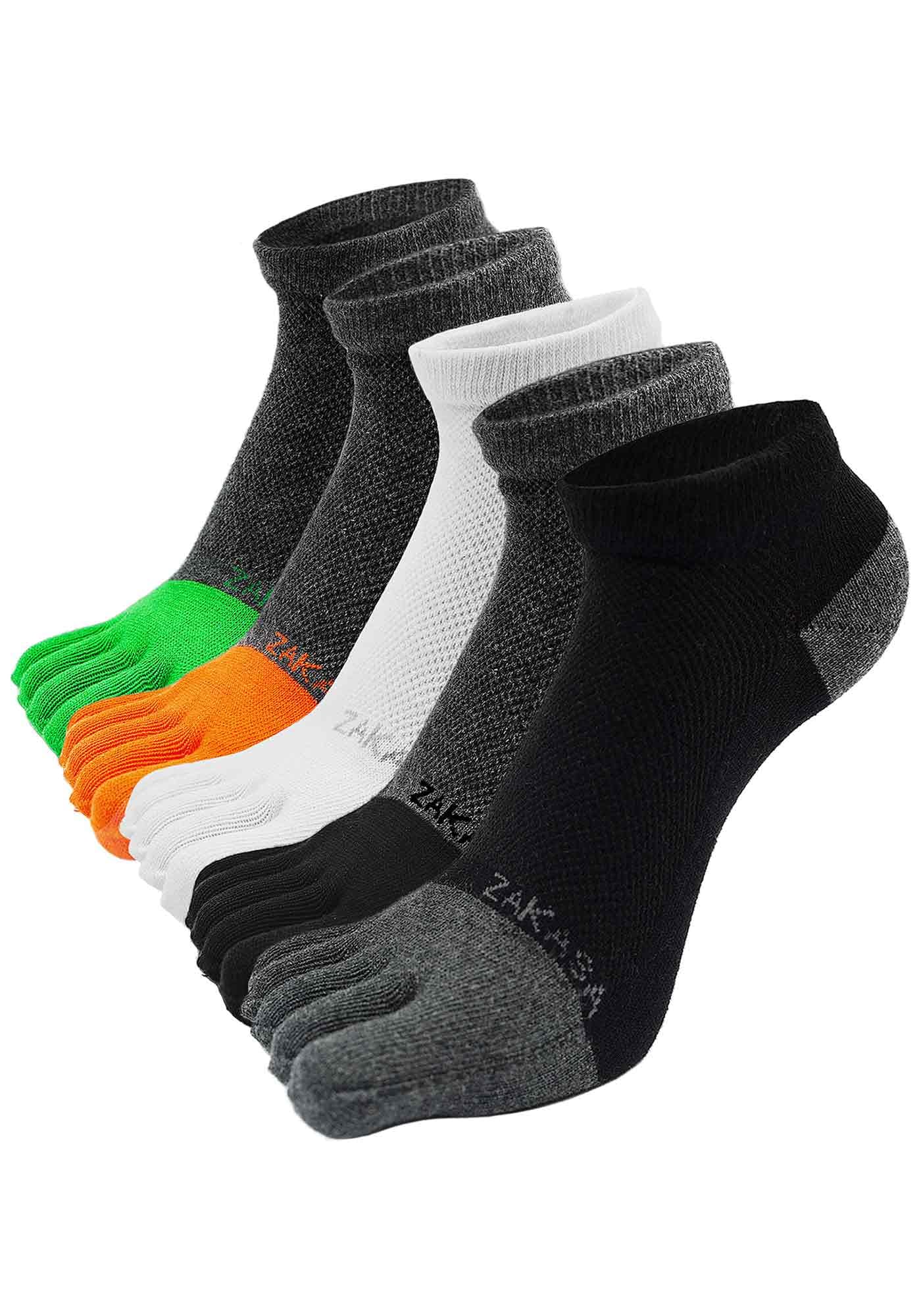 ZAKASA Toe Socks Men's Trainer Socks: Five Finger Socks Running Socks Men Short Socks with Toes Cotton Sports Socks Breathable