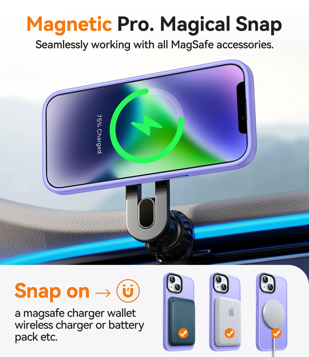 CANSHN Cover Magnetica Opaca per iPhone 13/14, [Compatibile con MagSafe] Custodia Traslucida Opaca Protettiva Sottile Antiurto 6,1 Pollici - Viola Chiaro