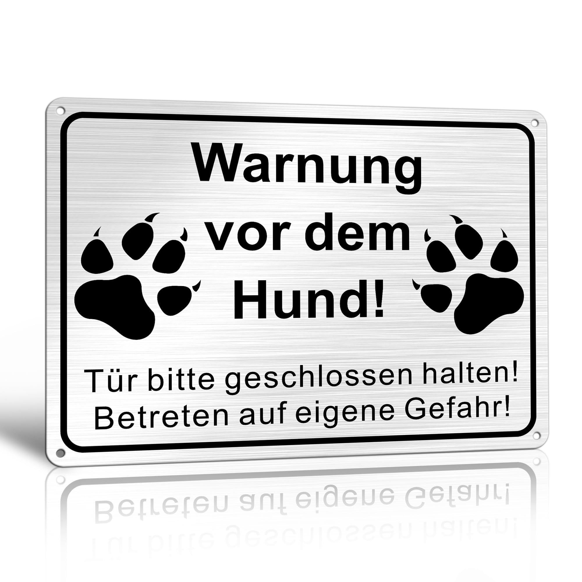 TAKULA Warnung vor dem Hund Schilder-Achtung Hund Schild-25 * 18CM Gebürstetes Metall Vorsicht Hund Schild|1 Stück