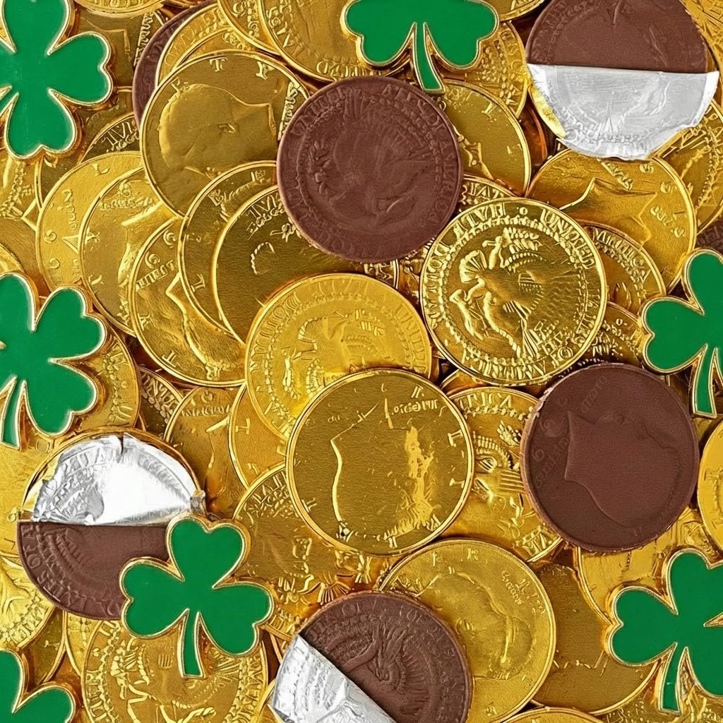 Milk Chocolate Coins 2lb - Shaped Candy for St. Patrick’s Day, Foil-Wrapped, Individually Wrapped, 2 Pound