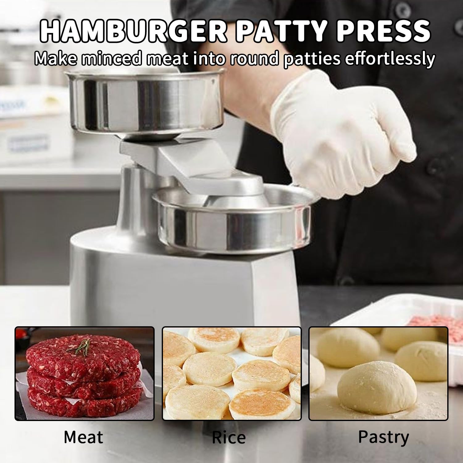 Macchina per Hamburger Commerciale, Burger Patty Pressa da 130 mm, Pressa per Hamburger in Acciaio Inox Alimentare, Pressa per Hamburger per Esterni, Cucine Scolastiche, Hotel, Ristoranti