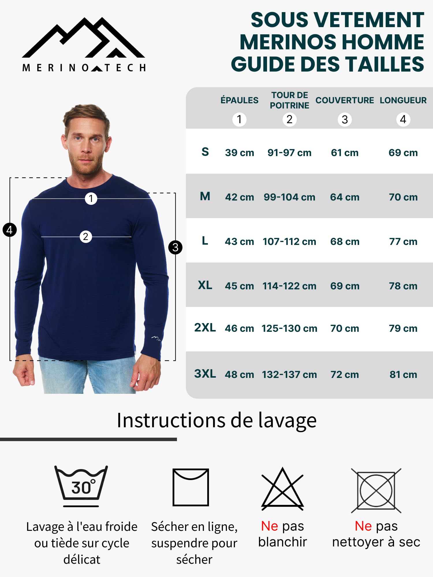 Long Sleeve Homme en Mérinos