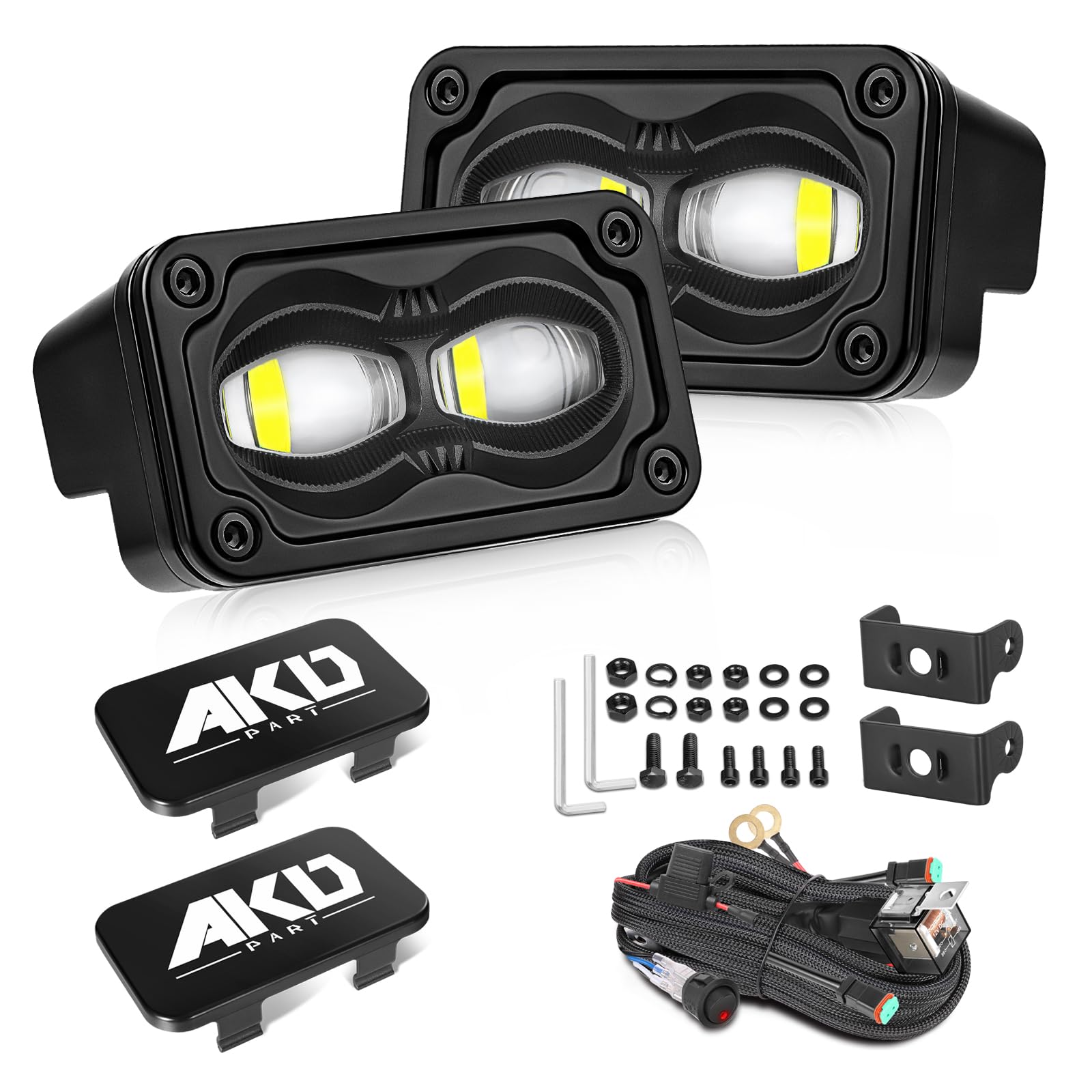 3 Inch SAE Fog Lights CREE LEDs with Wiring Harness &amp; Black Covers