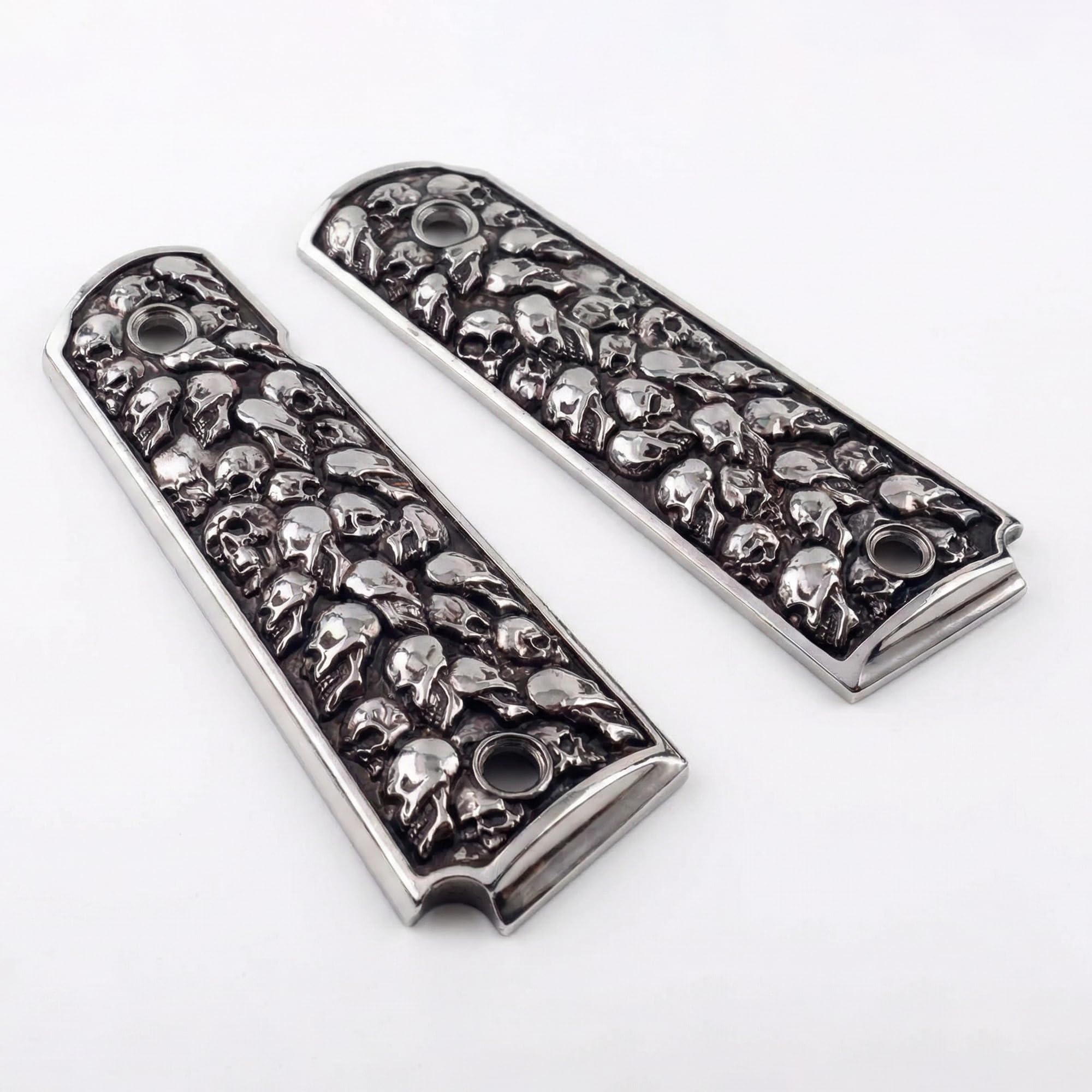 Amazon.com : 1911 Grips – Aluminum Alloy Pewter Finish Skull