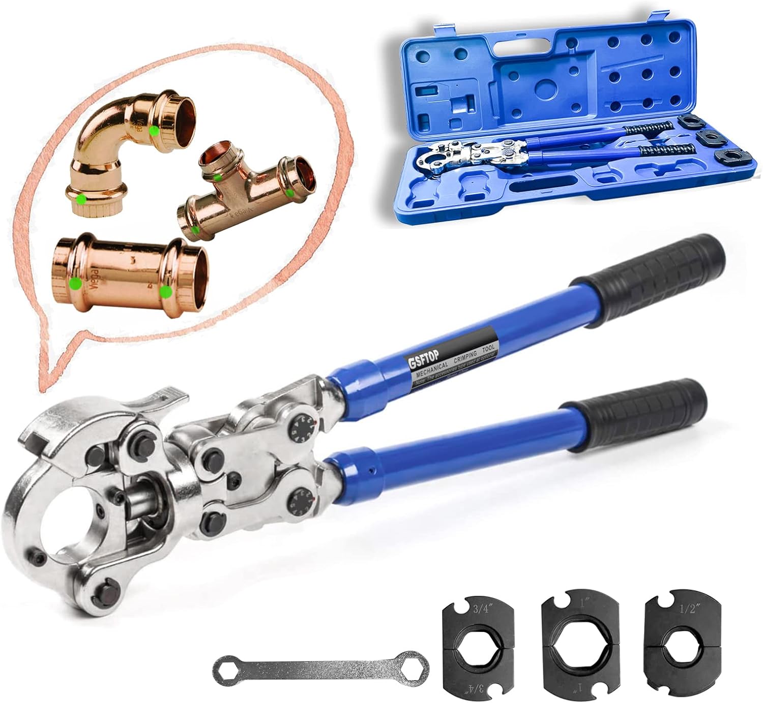 Buy GSFTOP Copper Tube Fittings Crimping Tool with 12" 34" 1" Jaws for