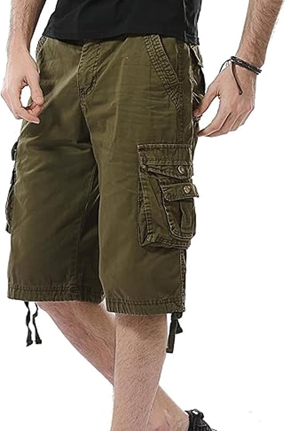 Maiyifu-GJ Men's Cotton Cargo Shorts Lightweight Multi-Pockets Hiking Shorts Summer Casual Athletic Short Pants for Men