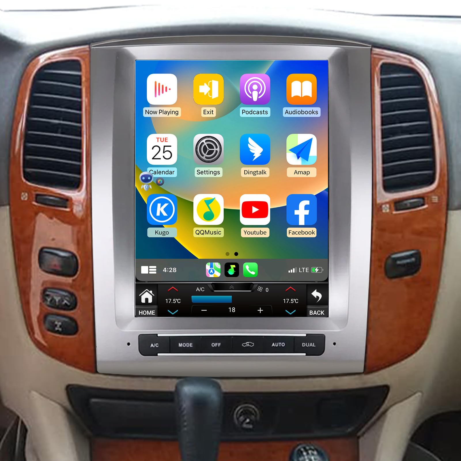 Car Radio Stereo for Toyota LC100 Lexus LX470 2003-2007 Replacement Head Unit 12.1 Inch Touch Screen Carplay Android Auto Tesla Style GPS Navigation