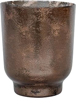Ivyline Metallic Candle Holder in Bronze - Modern Glass Candlestick - Elegant Table Centrepiece Decoration - H9.5 x W9 cm