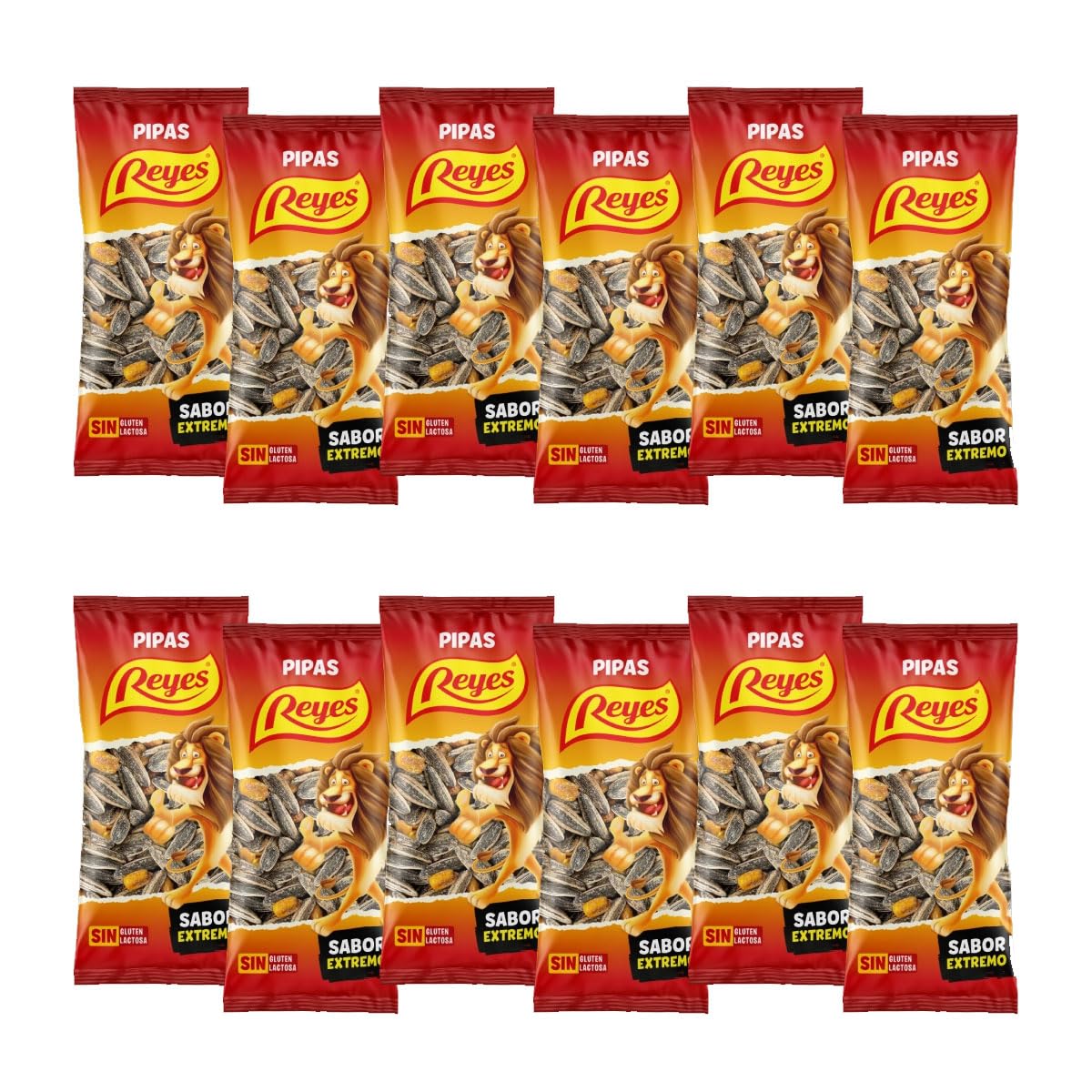 Pipas Reyes Caja 15 Bolsas x 80g Pipas Girasol Tostadas con Sal Frutos Secos Naturales Snack Saludable Aperitivo Clásico Español