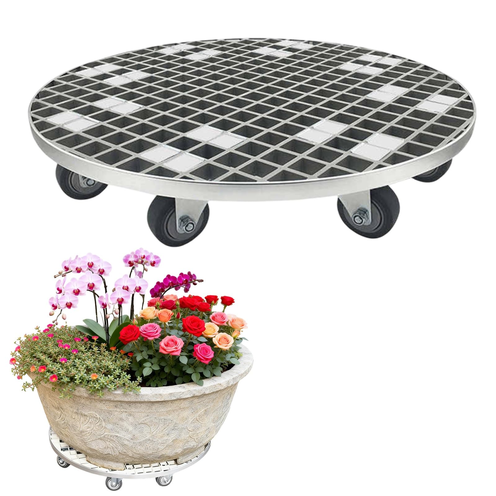 Support roulant robuste pour plantes pour déplacer les grands pots lourds sans effort