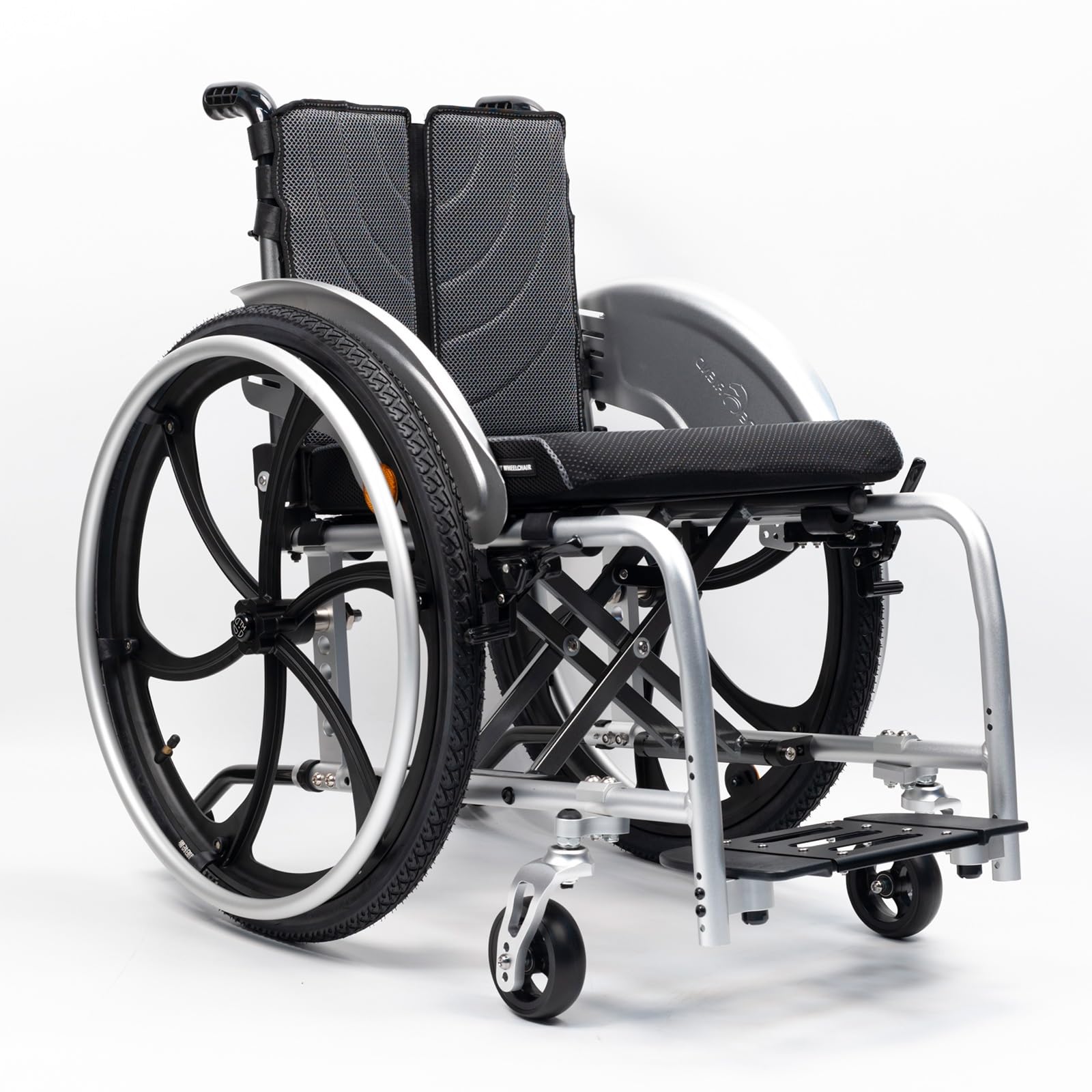 Sedia A Rotelle Sportiva Leggera Pieghevole,Alluminio, Doppio sistema frenante,sgancio rapido,Sedia a rotelle da transito,poggiagambe oscillante(A,Seat width 42cm/16.5in)