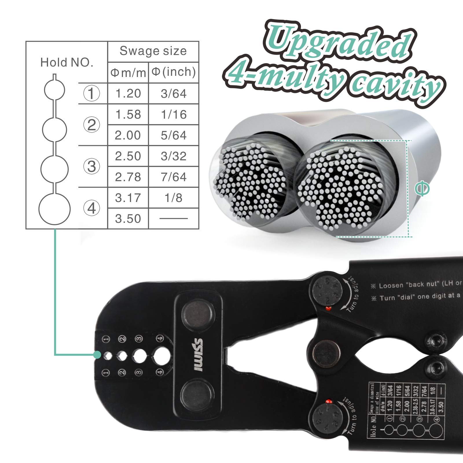 IWISS Wire Rope Crimping Tool for Aluminum Oval Sleeves,Stop Sleeves