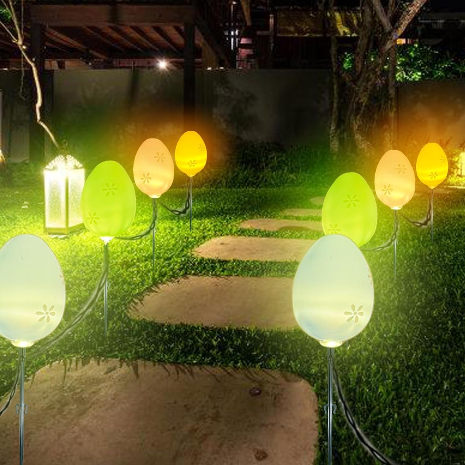 20 PCS Easter Eggs Stake Lights LED Waterproof Egg Light with Remote Controlled Battery Recharged Garden Stake Decorations for Yard Patio Pathway Lawn Easter Holiday Decor (20)