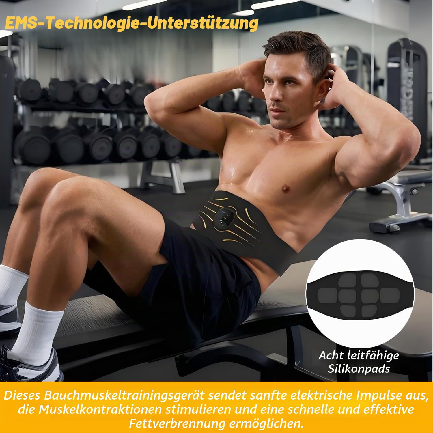 EMS Trainingsgerät Ganzkörper, Bauchtrainer Elektrisch Muskelstimulator EMS Bauchmuskeltrainer Fitness Electric Stimulators 10 Modi & 30 Intensitäten Zero Hard Homeful Übung