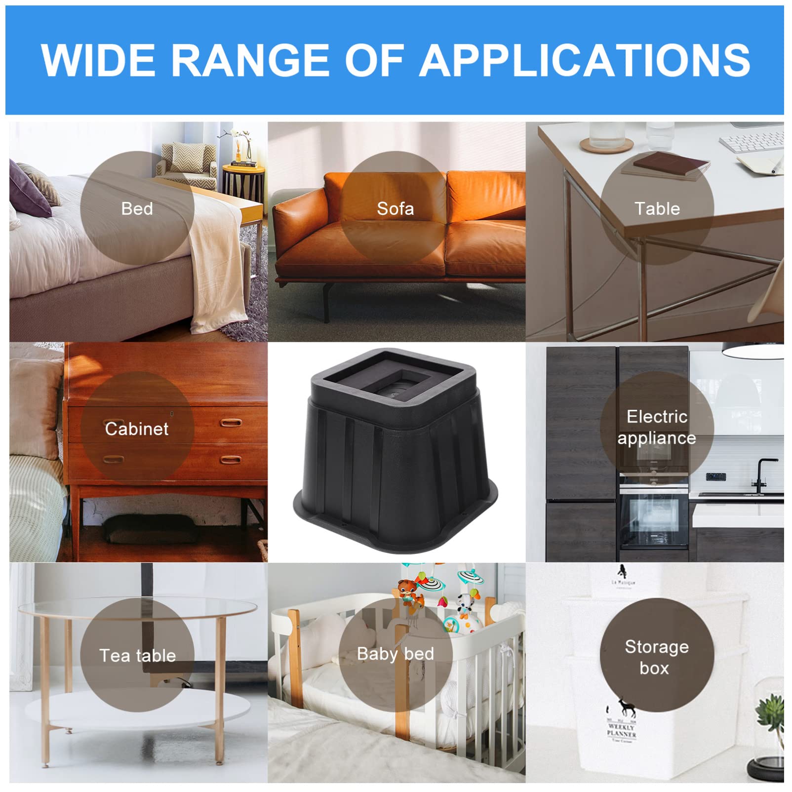 DOITOOL 4sets Rialzi Per Letti Piedini Per Mobili Rialzi Per Piedini Per Mobili Cuscinetto Per Per Livellatore Per Per Per Per Cucina Camera Da Letto Soggiorno Armadio Letto Divano Scrivan