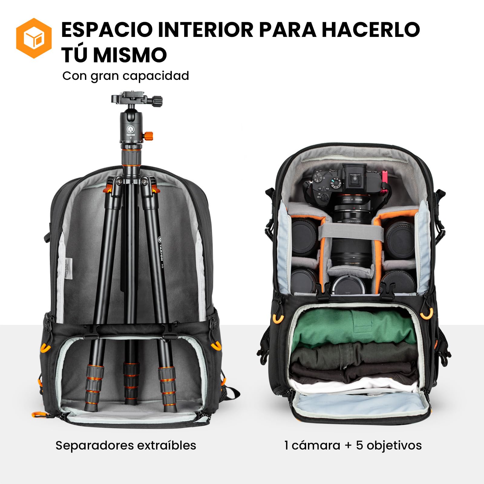 TARION Mochila profesional grande para cámara con compartimento para laptop de 15.6 pulgadas, impermeable, para fotografía, senderismo, viajes, DLSR PBL
