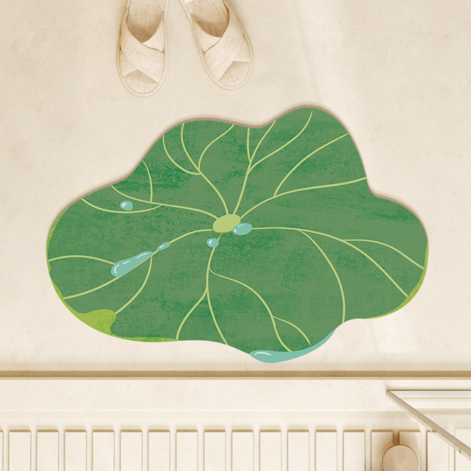 Tappeti da Bagno in Velluto Verde con Foglie, Antiscivolo e Morbidi, Lavabili in Lavatrice, per Zerbini e Doccia(Color 6,60 * 90cm)