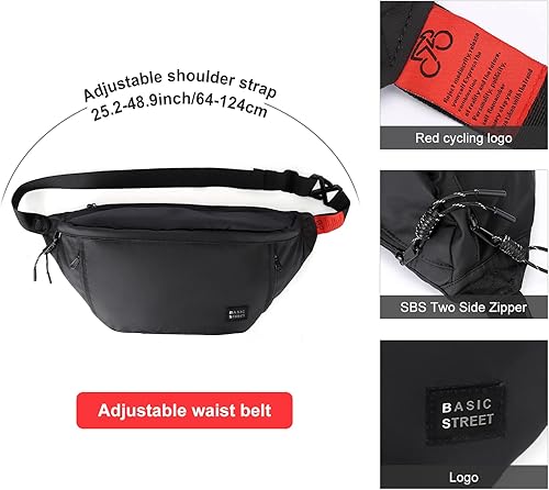 Miniatura 6 de Riñonera grande de talla grande para hombres y mujeres, impermeable, con correa ajustable para viajes, deportes, senderismo, correr, riñonera