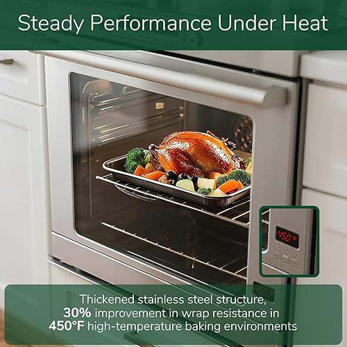 Miniatura 3 de Juego de 6 bandejas para hornear de acero inoxidable 180 con estante de enfriamiento, aptas para horno, no tóxicas, para hornear, sin revestimiento