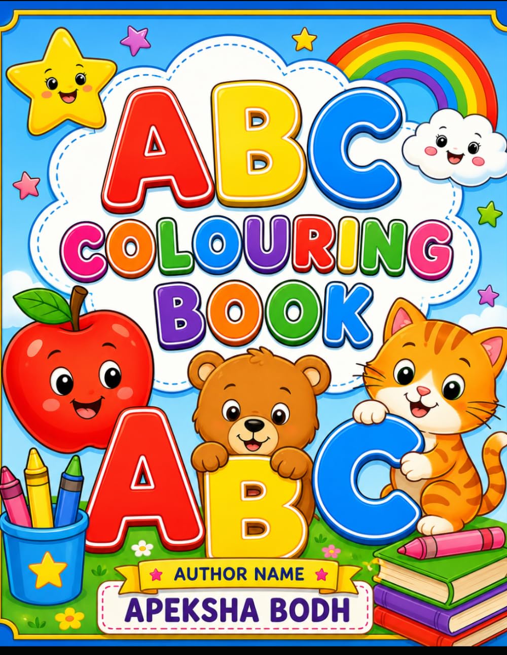 ABC Colouring Book for Kids: Fun Alphabet Learning & Coloring Pages for Preschool: Bold Line Art Alphabet A–Z with Cute Objects for Early Learning and Creativity
