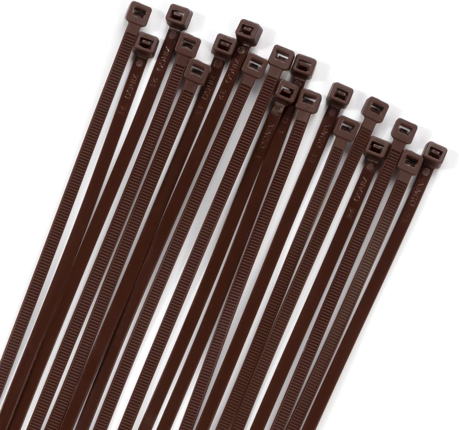 Xingo 4.8X200mm 8 Inch Nylon Colorful Cable Zip Ties Colored with Self-Locking 12 Colors 100 Pack 4.8 * 200mm Brown