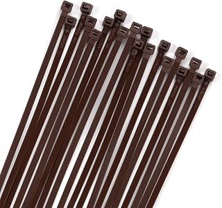XINGO 100PCS Cable Zip Ties Heavy Duty, Premium Nylon Plastic Wire Ties with 50 Pounds Tensile Strength, Self-Locking Black Nylon Zip Ties for Indoor and Outdoor (16 inch, Brown)