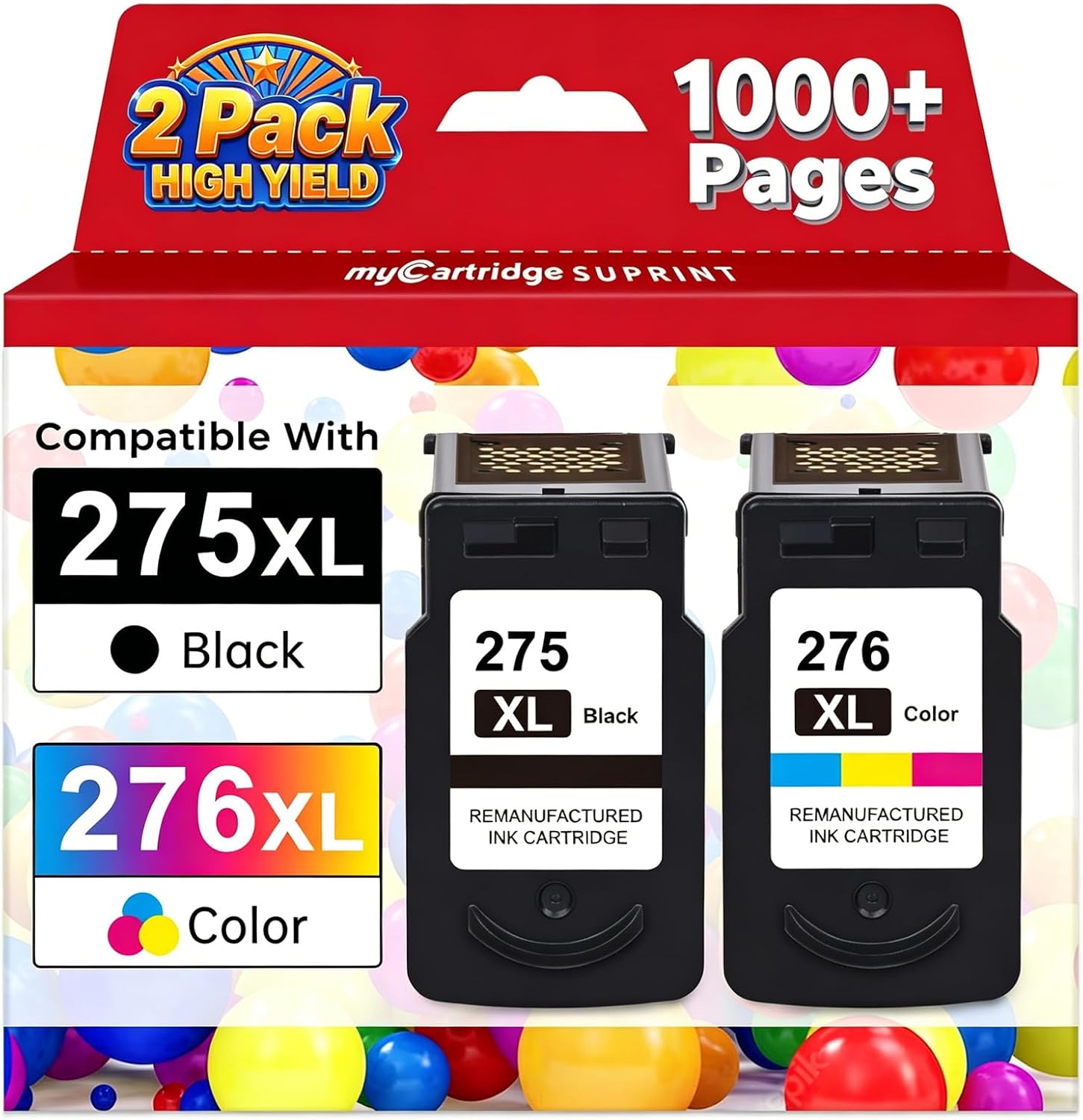 PG-275XL CL-276XL High Yield Replaced for Canon 275 and 276 Ink Cartridges