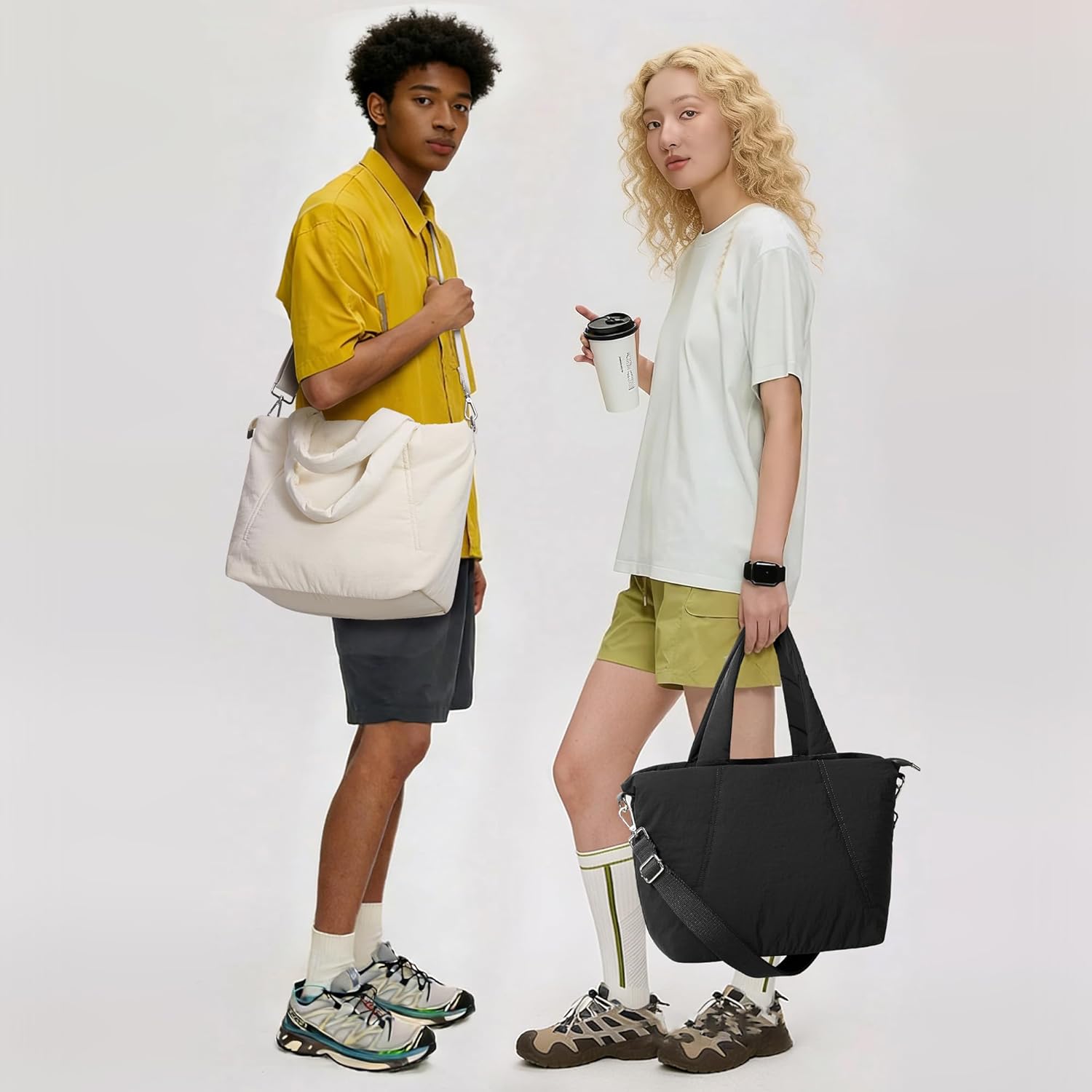 KALIDI Quilted Carryall Tote Bag for Women Large Puffer Crossbody Handbags Shoulder Soft Fluffy Lightweight Travel - Image 2