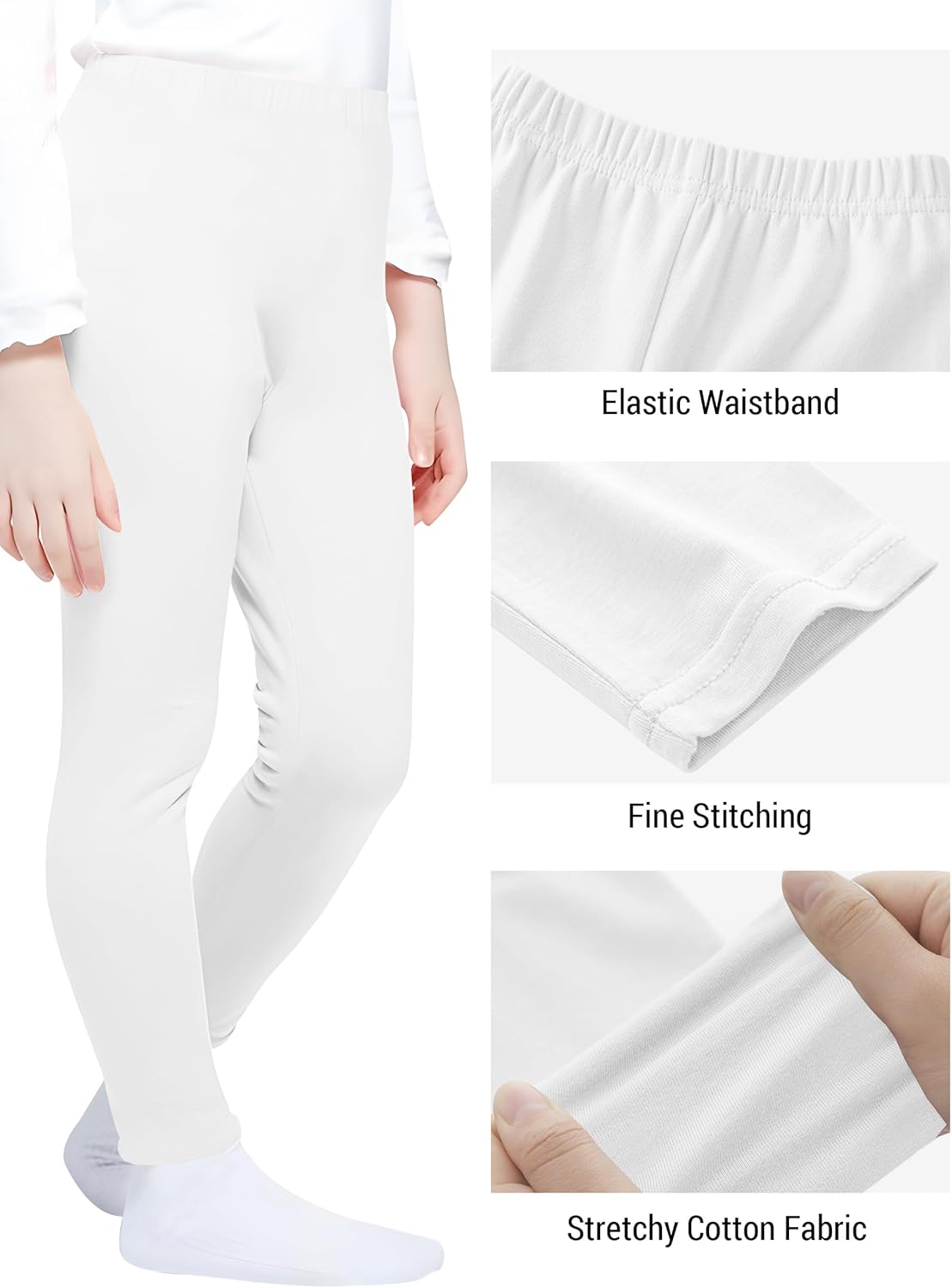 VOGRYE 4 Pack Girls Leggings Thick Cotton Leggings for Kids Full Length Pants Stretchy - Image 8