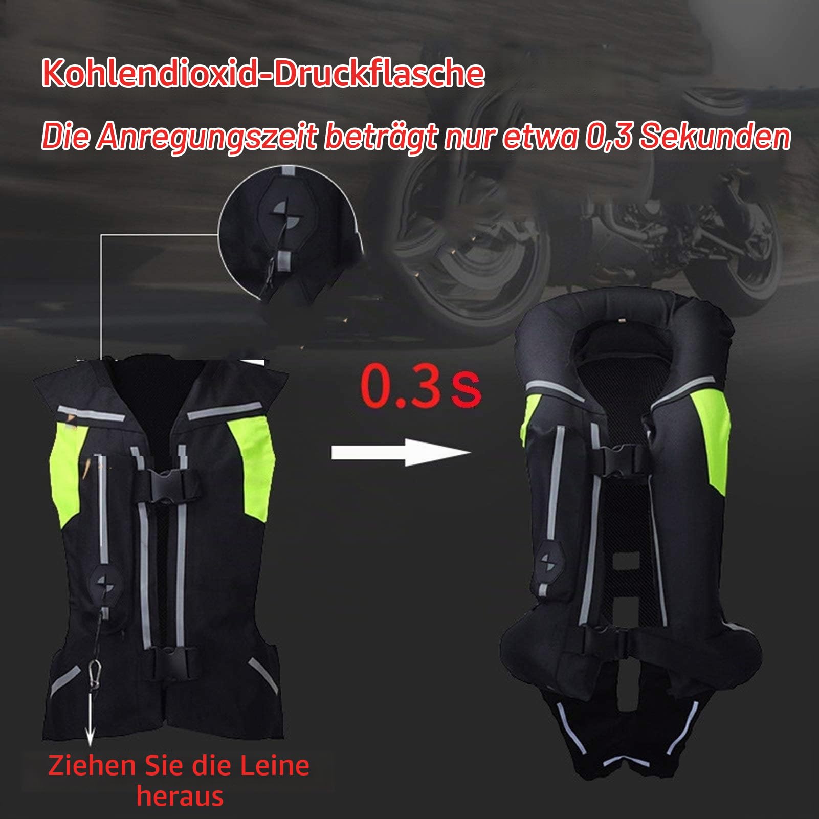 Motorradjacke Airbag Weste für Racing Riding - Motocross Airnest System Protector in Black-M