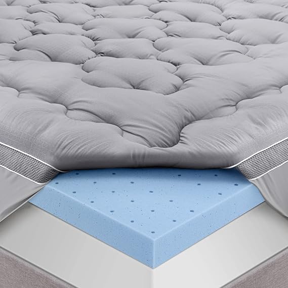 BedStory Mattress Topper King Size, DualLayer Pillow Top