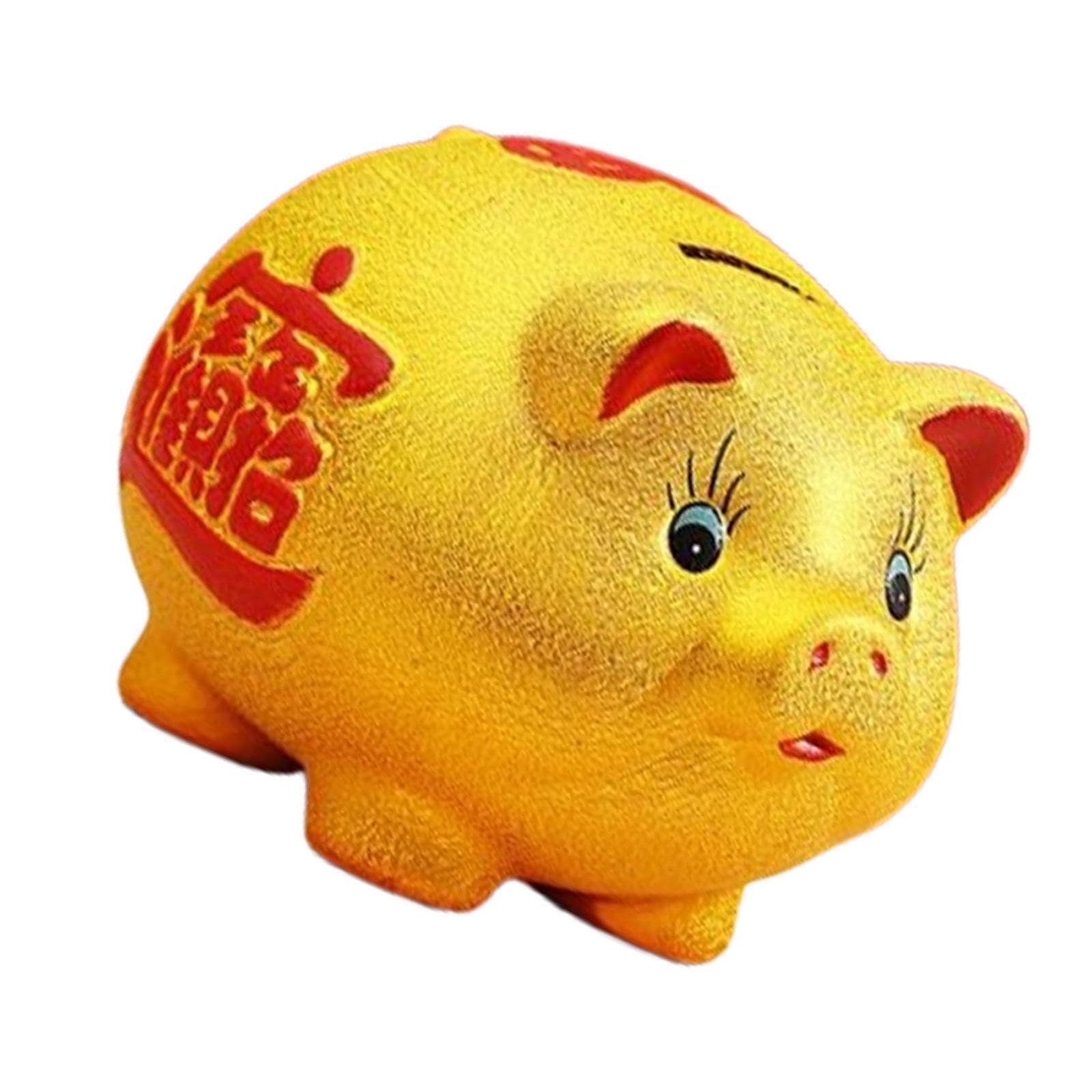 YIXANNX Amazing Ceramic Golden Pig Figurine Adorable Piggy Bank Decor Encouraging Savings Spring Festival Gatherings Spring Festival Decoration Pig Figurine