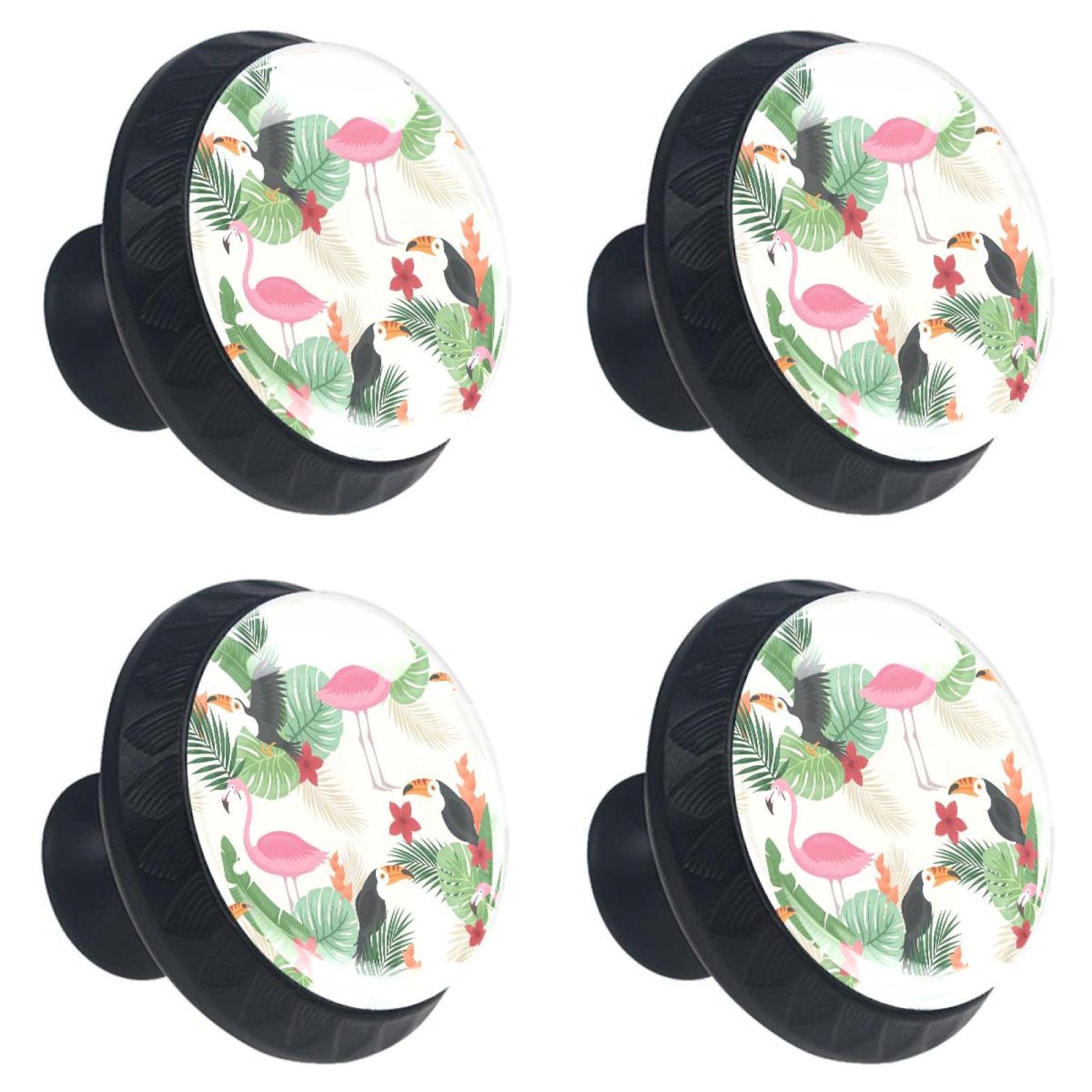 Boutons de tiroir en verre de haute qualité au motif oiseau multicolore